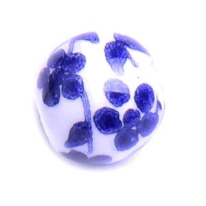 Ceramica Bola 6mm Flores- Cobalto (4 pzas)