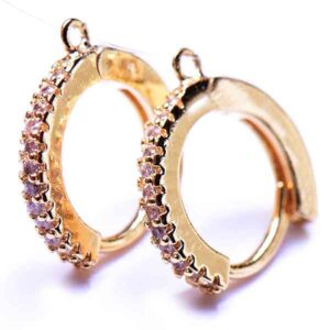 249-02 Micropave Arete Con Argolla 14mm Dorado (1 par)