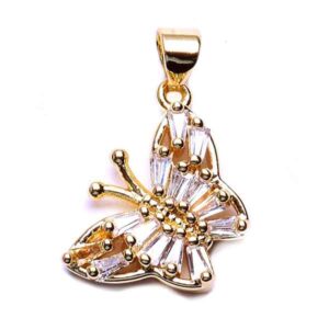 346-02 Micropave Dije Mariposa 17mm Dorado (1 pza)