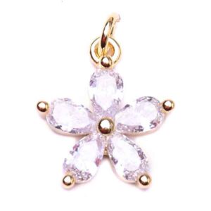 456-02 Micropave Dije Flor 5 pétalo 15mm Dorado (1 pza)