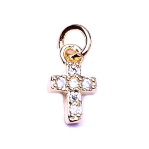 464-02 Micropave Dije Cruz Mini 6mm Dorado (1 pza)