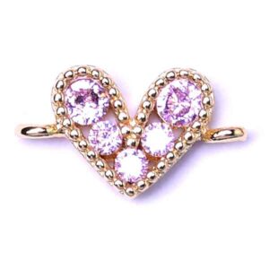 484-02 Micropave Sep. Corazon Rosa 10mm Dorado (1 pza)