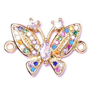 486-02 Micropave Sep. Mariposa Colores 20mm Dorado (1 pza)