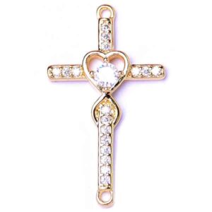 489-02 Micropave Sep. Cruz Corazon 35x21mm Dorado  (1 pza)
