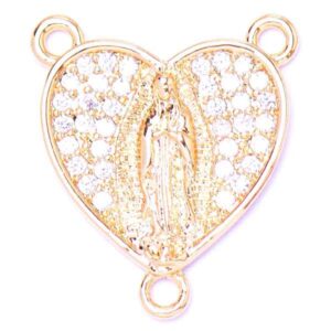 546-02 Micropave Virgen Gpe Trio Corazon 15mm Dorado (1 pza)