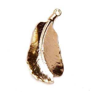 Chapa Oro 18K Dije Pluma ancha 34mm (1 pza)