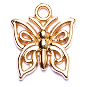 CDL380 Chapa de Oro 18K Dije Mariposa 14mm (2 pzas)