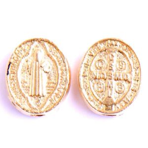 CME07 Chapa de Oro 18K San Benito Oval 9mm (2 pzas)