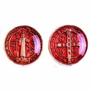 10-03 Medalla Pastilla Fina San Benito 14mm Roja (1 pza)
