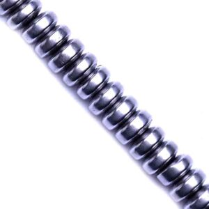 Hematita Rondel Plano 6x3mm Plateado 40cm aprox. (1 tira)