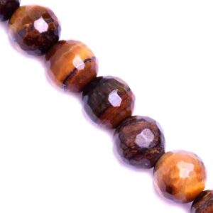 03 Ojo de Tigre Facetado Bola 6mm 37cm aprox. (1 tira)