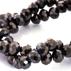 Cristal Rondel Fac. 6mm D-051 Black Niquel 41cm aprox.(1 tira)