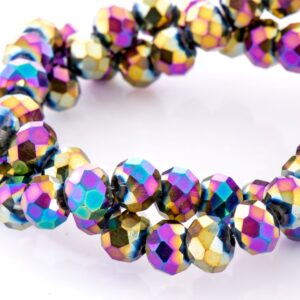 Cristal Rondel Fac. 6mm D-058 Arcoiris Metalico 41cm aprox.(1 tira)