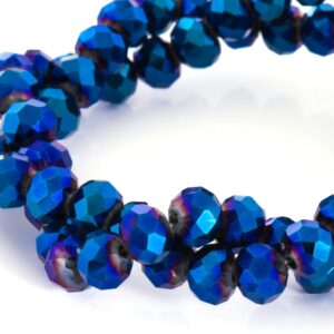 Cristal Rondel Fac. 6mm D-056 Azul Metalico 41cm aprox.(1 tira)