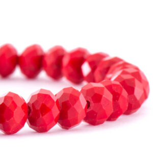 Cristal Rondel Fac. 8mm E-060 Rojo Solido 40cm aprox. (1 tira)
