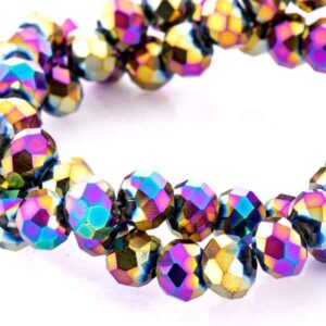 Cristal Rondel Fac. 2mm D-058 Arcoiris Metalico 40cm aprox. (1 tira)