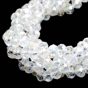 Cristal Rondel Fac. 4mm C-147AB Cristal AB 42cm aprox. (1 tira)