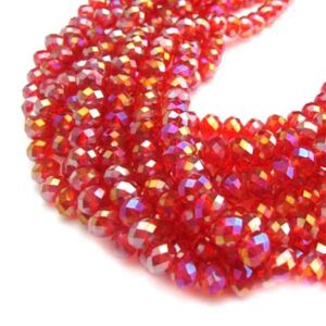 Cristal Rondel Fac. 2mm E-185AB Rojo AB- 40cm aprox. (1 tira)