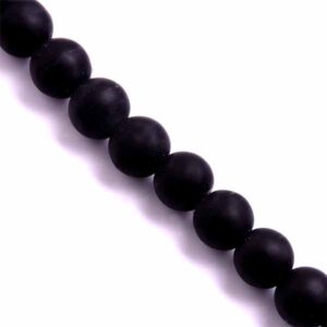 Cristal Liso Mate Negro Bola 8mm 37cm aprox. (1 tira)