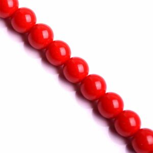 Cristal Liso No Teñido Bola 6mm 05-Rojo 38cm aprox (1 tira)