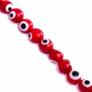 Cristal Ojos Turcos Bola 8mm 01-Rojo 35cm aprox. (1 tira)