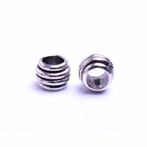 CU Pewter PA Cuenta Rayada 6mm (10 pzas)