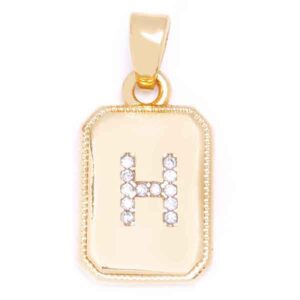 Micropave Dije Letra H rect. 14mm Dorado (1 pza)