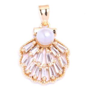 Micropave Dije Concha Perla 15mm - Dorado (1 pza)