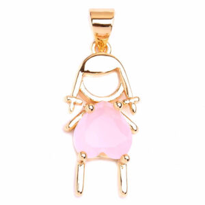 Chapa Dije Niña Corazon Cristal Rosa 20mm (1 pza)