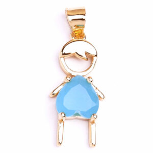 Chapa Dije Niño Corazon Cristal Azul 20mm (1 pza)