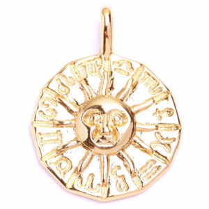 Chapa de Oro Dije Sol Zodiaco 22mm (1 pza)