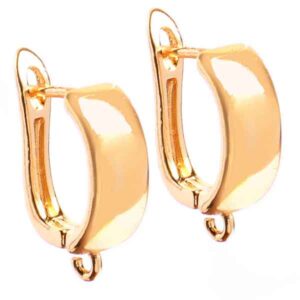 CAR34 Chapa de Oro 18K Arete Media Arracada 18mm (1 par)