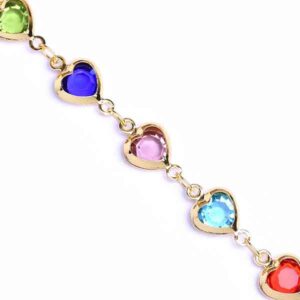 Chapa Oro Cadena Cristal Corazon 7x6mm Mix (1 mto)