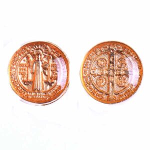 10-02 Medalla Pastilla Fina San Benito 14mm Dorada (1 pza)