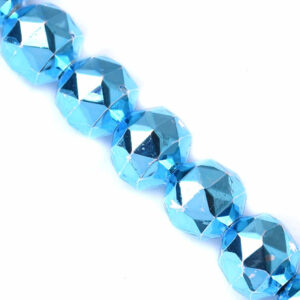 Cristal Metalico Teñido Bola 8mm Aqua- 34cm aprox (1 tira)