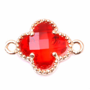 Chapa de Oro Sep. Cristal Trebol Rojo 11mm (1 pza)