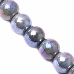 05 Cristal Nacarado Bola 8mm Gris 38cm aprox. (1 tira)