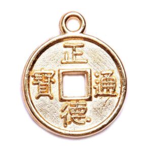 CDL229 Chapa Oro 18K Dije Moneda China 15mm (1 pza)
