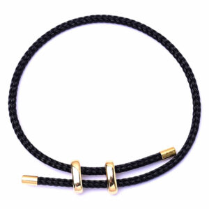 Pulsera Cordon Terminal Doble Negra 3mm 26cm aprox. (1 pza)