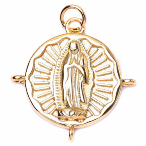 Chapa Oro Dije Medalla Virgen Gpe 3 argollaas 18mm (1 pza)