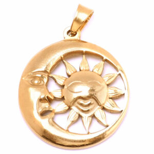 Acero Dije Luna Sol 25mm Dorado (1 pza)