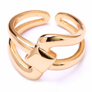 Chapa Oro Anillo Nudo Rombo Liso Dorado Ajustable (1 pza)