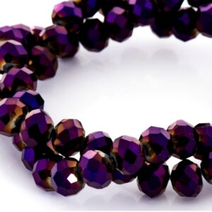 Cristal Rondel Fac. 10mm D-055 Morado Metalico 50cm aprox. (1 tira)