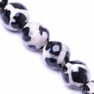 Agata Black Spot Bola 8mm (1 Tira)
