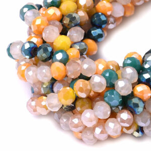 11 Cristal Rondel 3x4mm  Mix Verde/Amarillo 44cm aprox  (1 tira)