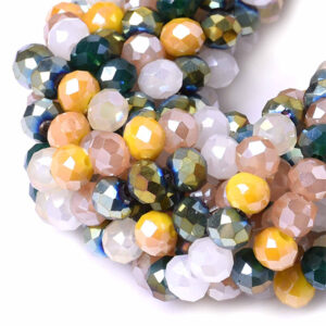 11 Cristal Rondel 4x6mm  Mix Verde/Amarillo 45cm aprox (1 tira)