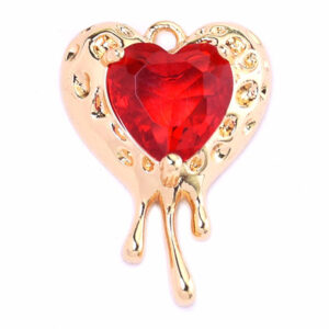 Chapa Oro Dije Corazon Biselado Rojo 22mm (1 pza)