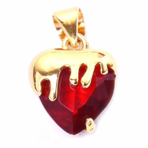 Chapa Oro Dije Corazon Lagrimas Rojo 10mm (1 pza)