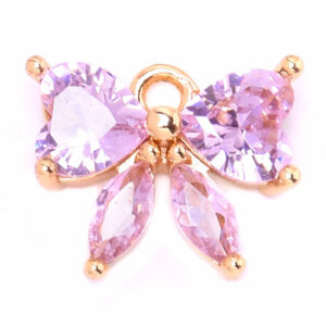 Chapa de Oro Dije Moño Rosa 10mm (1 pza)