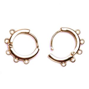 CAR18 Chapa Oro 18K Arete Circulo 15mm- 5 argollas (1 par)